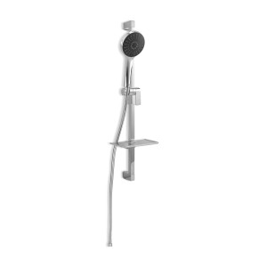 Verchromtes baliv Duschbrause-Set DBS-70.70 mit Duschstange, Handbrause und Ablage.