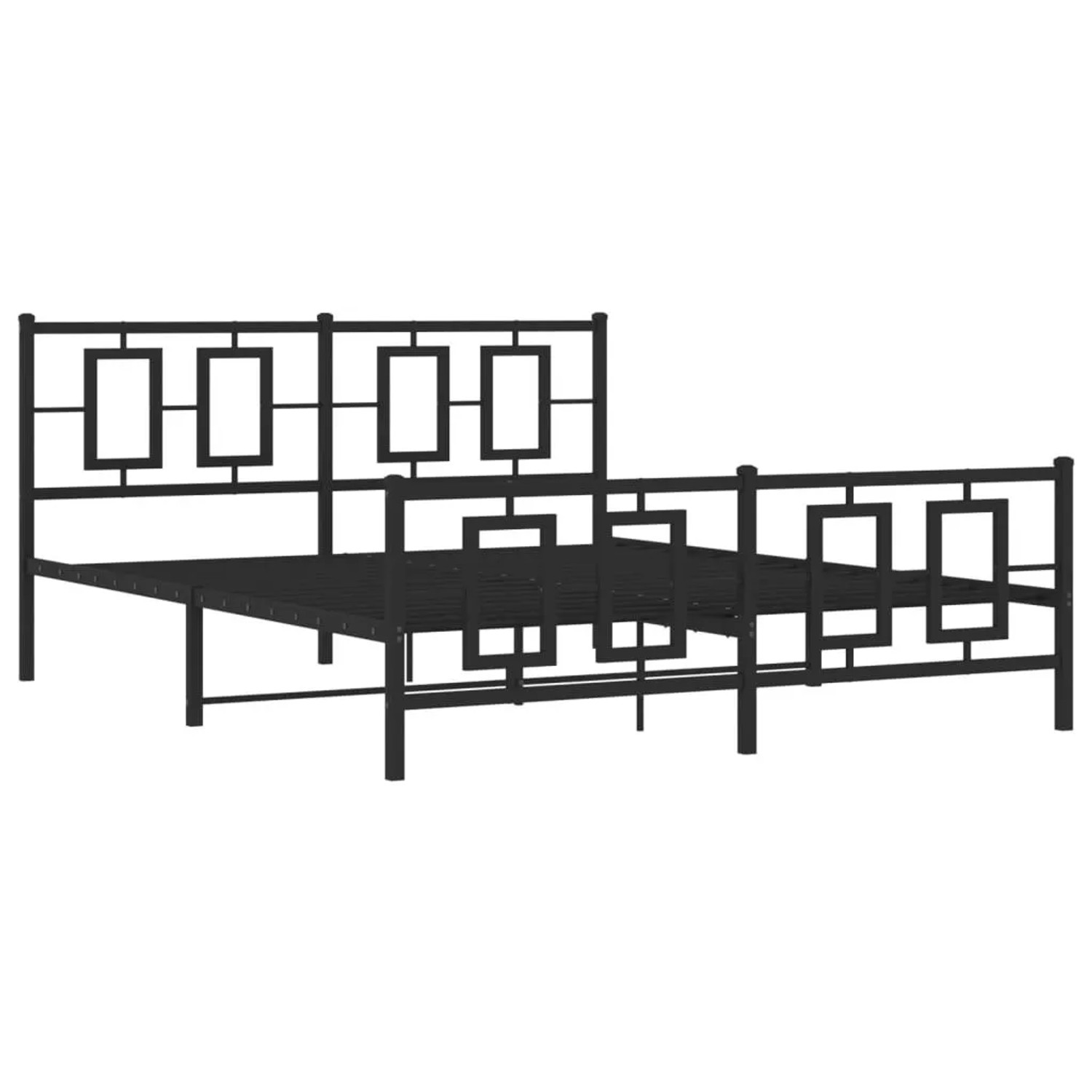 vidaXL Bettgestell mit Kopf- und Fußteil Metall Schwarz 150x200 cm 374261