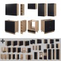 Vicco Fame-Line Küchenzeile 235cm, schwarz gestreift/Eiche, AP Marmor, verschiedene Module.