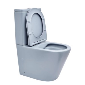 Swiss Aqua Technologies Stand-Kombi-WC Spülrandlos Infinitio Wasseranschluss von Unten mit SoftClose WC-Sitz Blau Matt
