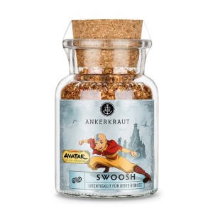 Ankerkraut Gewürzmischung Swoosh (Avatar) im Korkenglas, ideal für Ofengemüse.