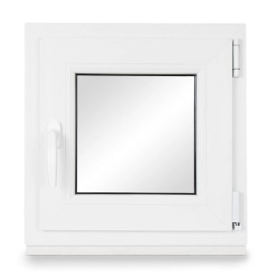 Weißes Kunststoff Kellerfenster, Dreh-Kipp, 50x50 cm, 3-fach Verglasung.