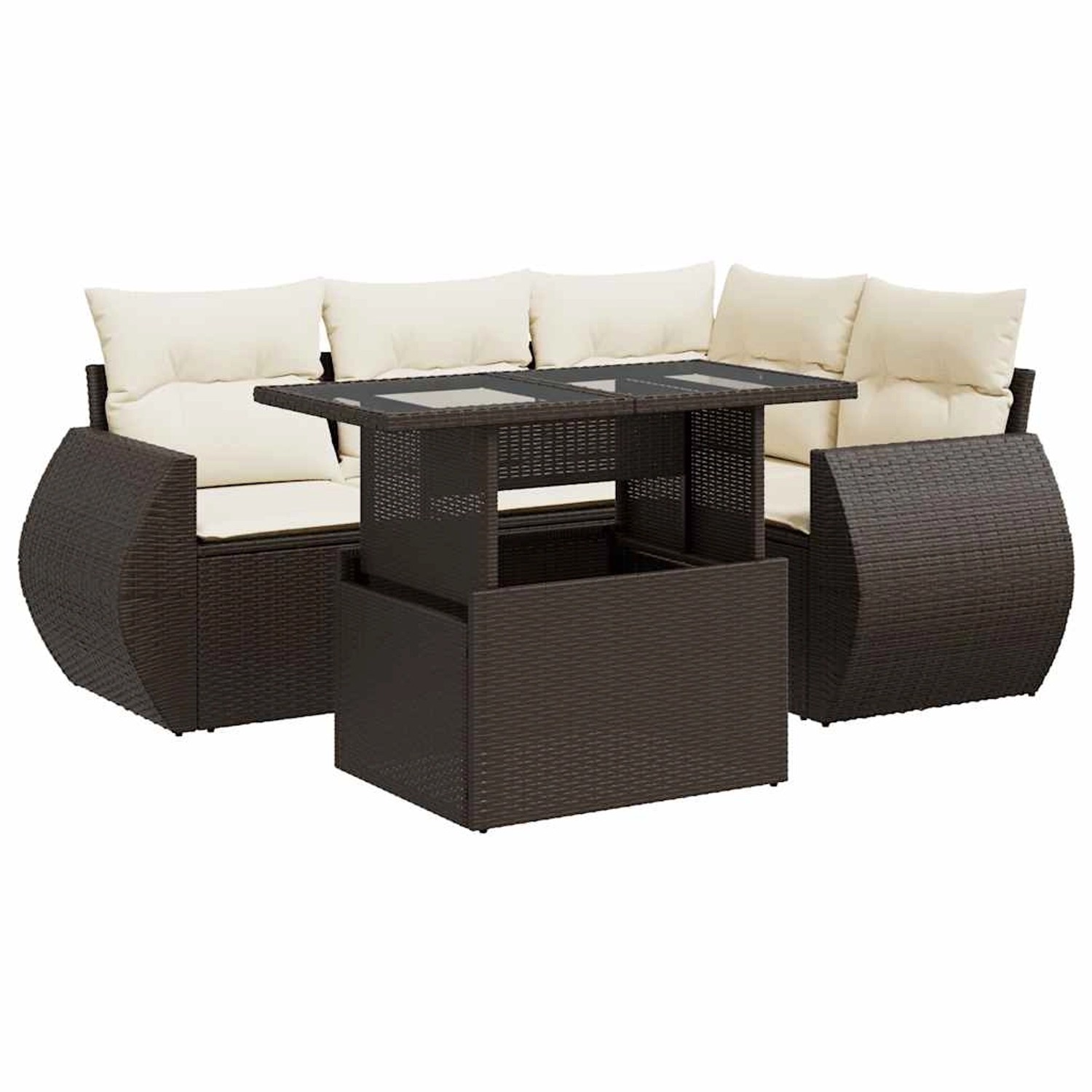 vidaXL 5-Tlg Garten-Sofagarnitur mit Kissen Braun Poly Rattan 3326634 günstig online kaufen
