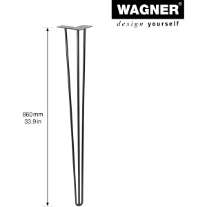 Wagner Möbelbein Hairpin, 860 mm, schwarz matt, aus Stahl für individuellen Möbelbau.