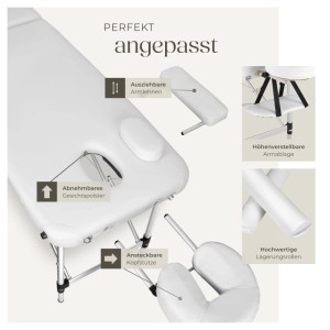 Tectake 2 Zonen Massageliege Set  Breite 61 cm  Polsterung 4 cm Inklusive Lagerungsrollen und Tragetasche  210 x 95 x 89 cm Weiß