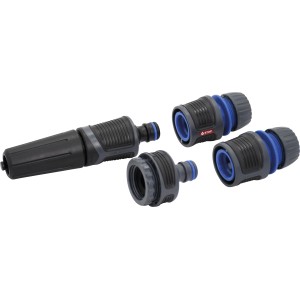 LUX-TOOLS Gartenschlauch-Set, 5-teilig: Schlauchverbinder und Spritze für 13 mm (1/2) Gartenschläuche.