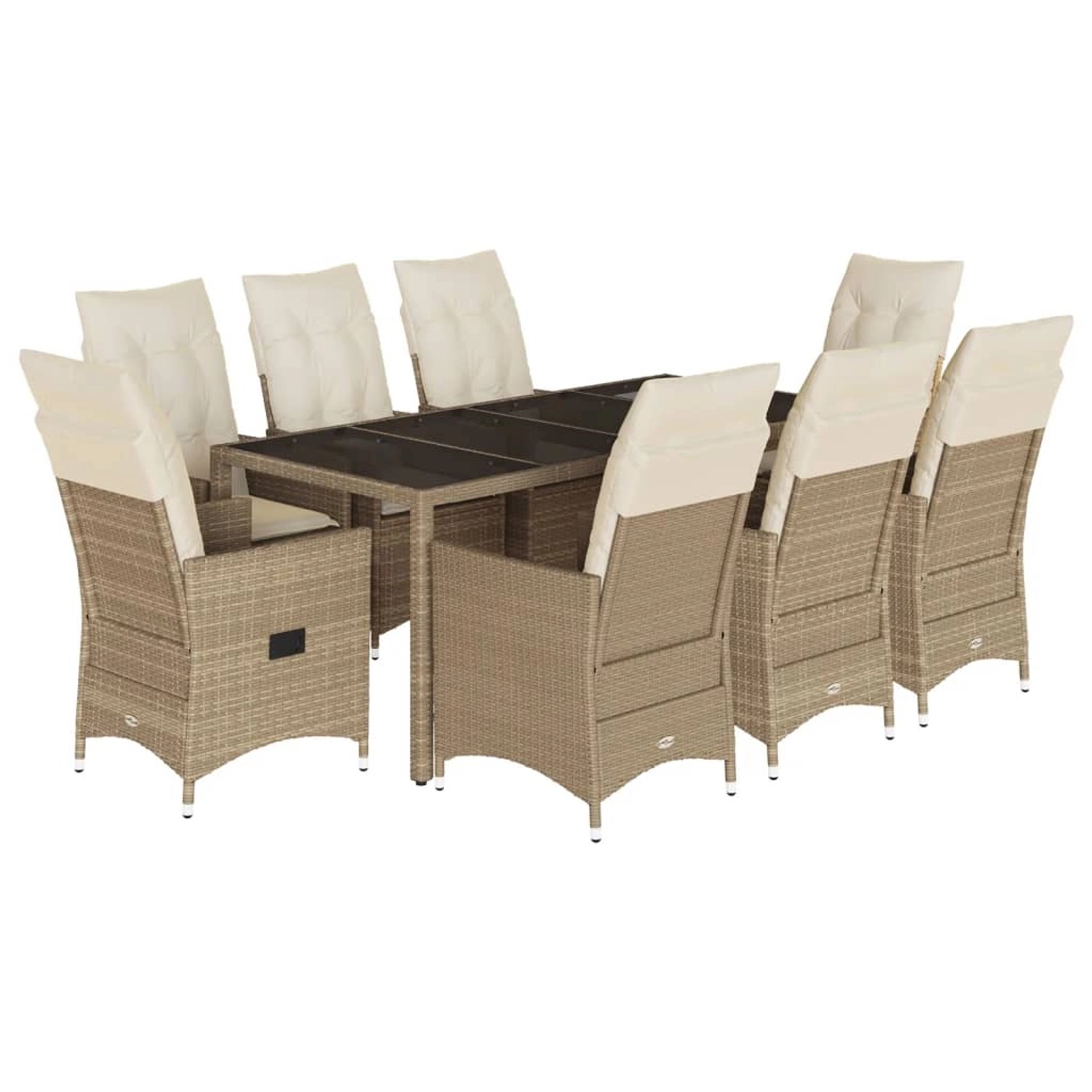 vidaXL 9-Tlg Garten-Essgruppe mit Kissen Beige Poly Rattan 3276806 günstig online kaufen