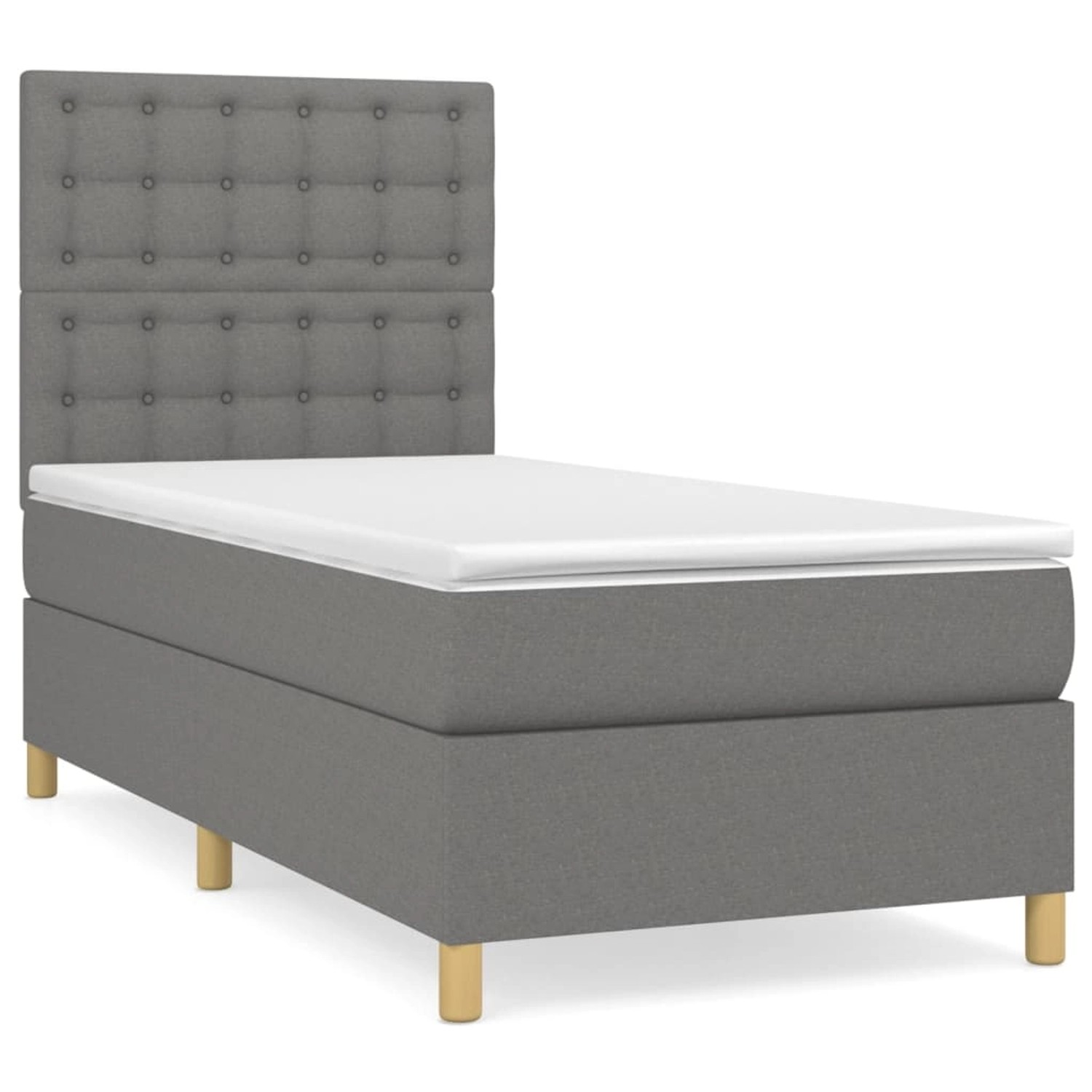 vidaXL Boxspringbett Boxspringbett mit Matratze Dunkelgrau 90x200 cm Stoff günstig online kaufen