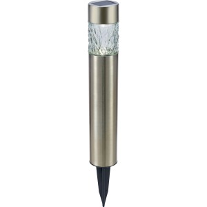 3er Set Solarspieße in Silber aus Edelstahl und Glas, für Garten und Wege.
