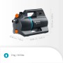 Gardena Akku-Gartenpumpe 3000 Silent 18 V P4A Solo mit Maßangaben.