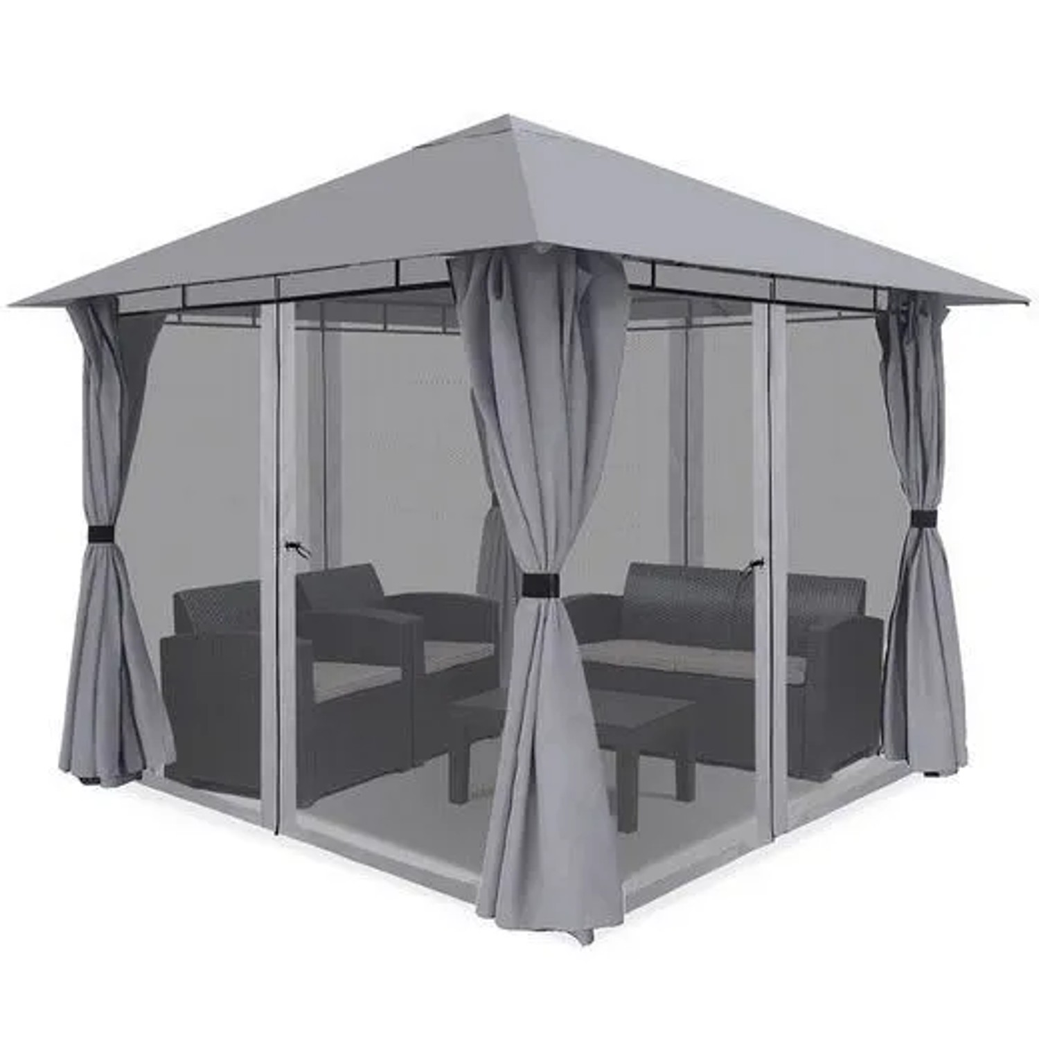 Sekey Pavillon 300x300 cm mit 4 Seitenteilen und 4 Moskitonetze