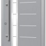 Graue Splendoor Sicherheits-Haustür Berlin Prime RC2 mit Edelstahlgriff und Glaseinsatz.