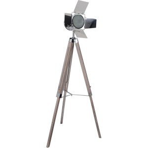 Näve Stehleuchte Holly, Dreibein-Design in Natur/Dunkel, Scheinwerfer-Optik für Wohnraum.