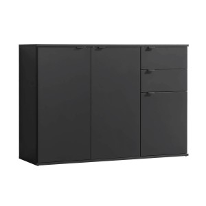 Anthrazitfarbenes mokebo Sideboard/Kommode mit 3 Türen und 3 Schubladen.