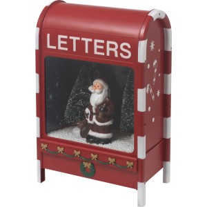 Spieluhr Briefkasten Weihnachtsmann mit LED, Weihnachtsdeko für Innen, 23x14,5x37cm