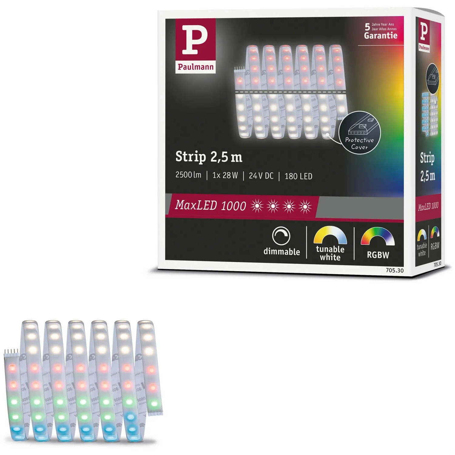 Paulmann MaxLED 1000 RGBW LED-Streifen, 28W, IP44, mit Farbwechselfunktion.