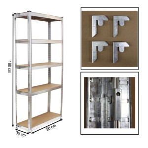 2er Set TRUTZHOLM Steckregale, 180x90x30 cm, Schwerlastregal mit 5 Böden und Metallrahmen.