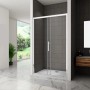 Duschparadies Nischentür 100x190cm mit Schiebetür aus 8mm Nano Glas, chromfarbener Rahmen.