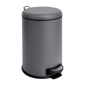 Runder Svita T20 Treteimer 20L aus grauem, pulverbeschichtetem Stahl mit schwarzem Pedal.