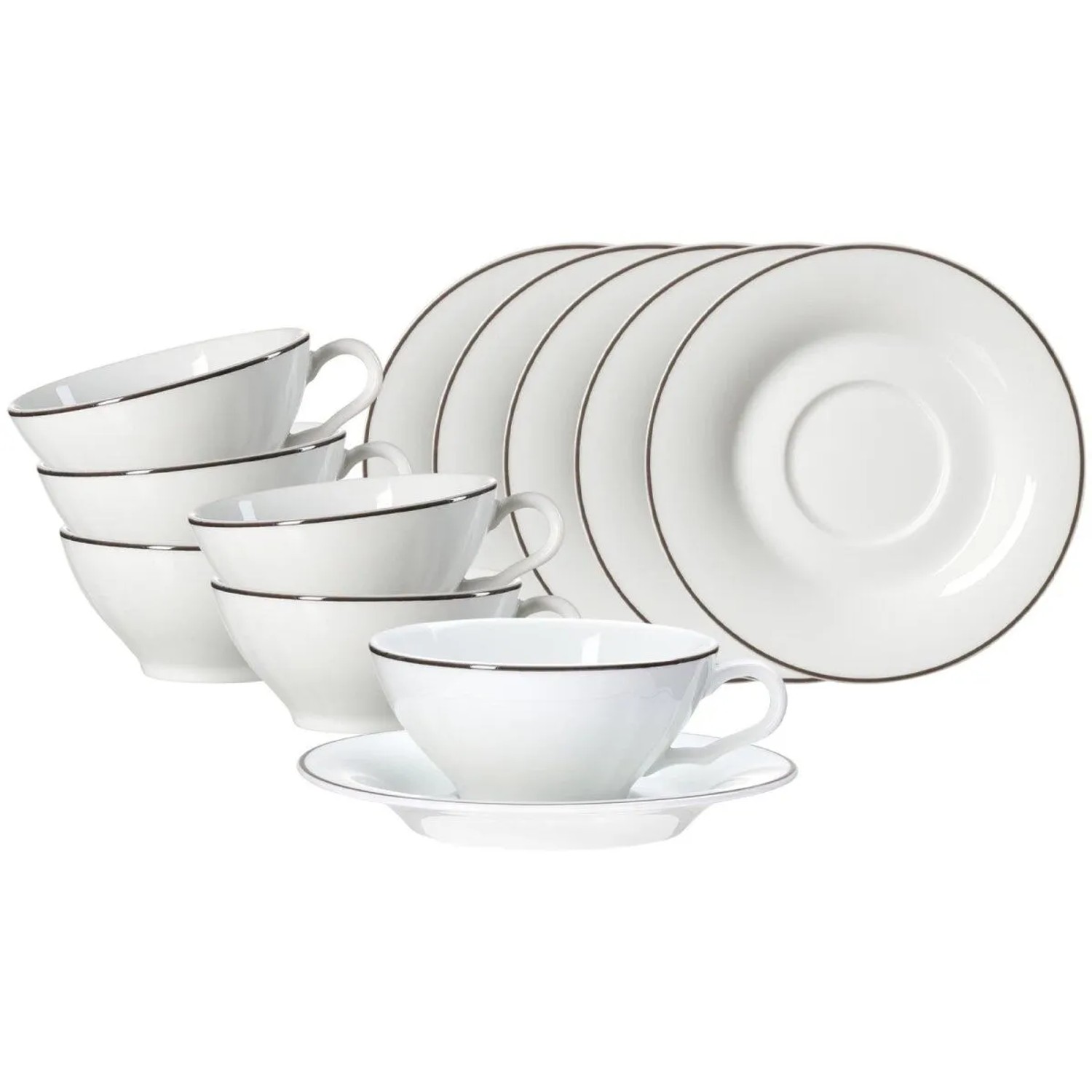 Ritzenhoff & Breker Ostfriese Teetasse mit Untertasse 100 ml 6er Set Grau