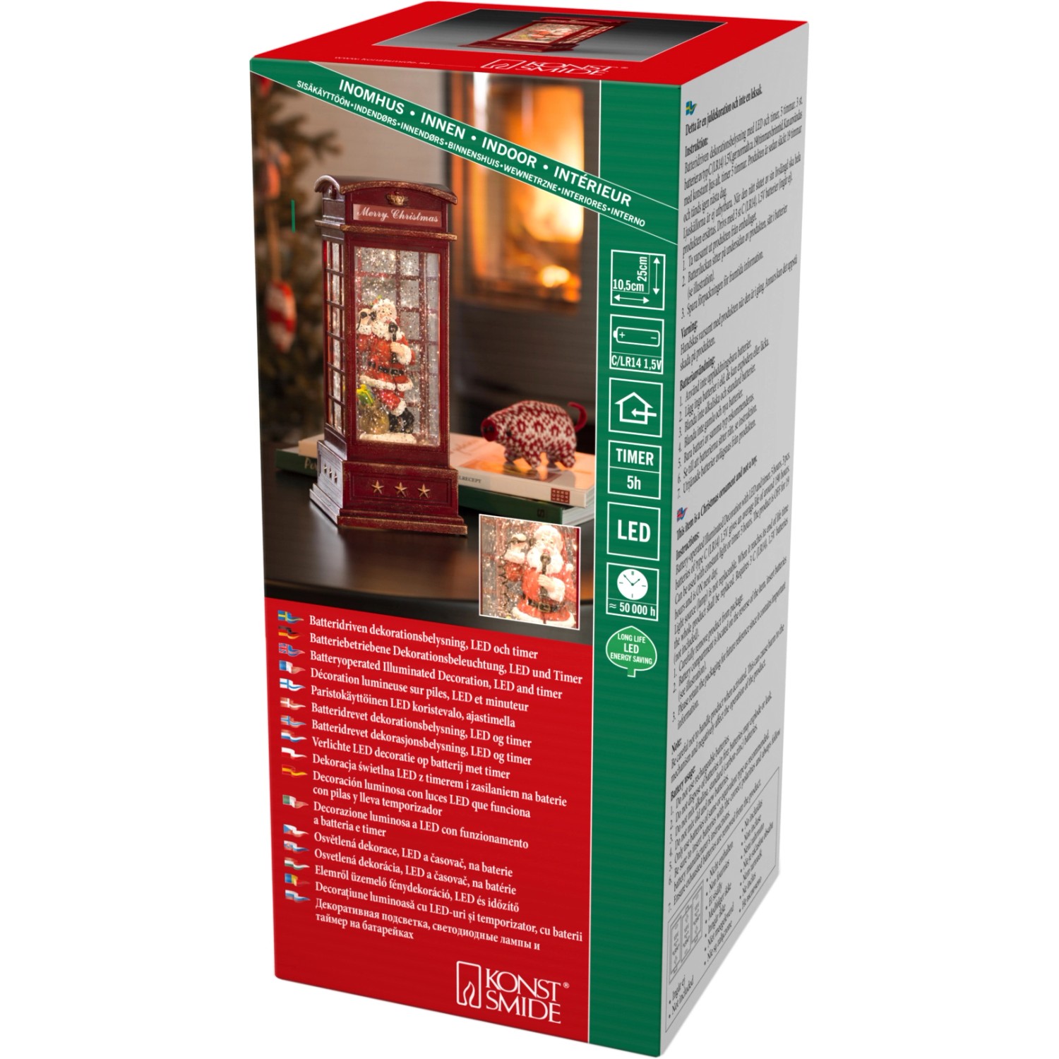 Konstsmide LED Telefonzelle mit Weihnachtsmann 1 LED Warmweiß