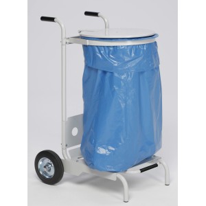 PROREGAL Mobiler Abfallsammler Mit Fußpedal Klemmring 41 cm Einwurföffnung HxBxT 90 x 41 x 60 cm Verzinkter Stahl