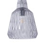Retro Pendelleuchte Belarion in Alu-Optik mit Glasschirm, 1-flammig für Wohnzimmer.