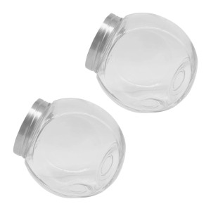 2er Set Bonbongläser aus Glas mit Edelstahldeckel, luftdicht und transparent, ca. 18 cm hoch.