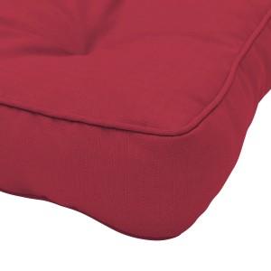 Detailaufnahme: Rotes Beautissu Xluna Loungekissen 70x70, ideal für Gartenmöbel.