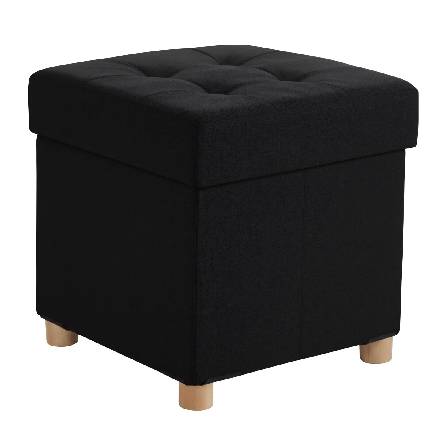 Relaxdays Hocker mit Stauraum Polyester Schwarz Gepolstert 38 cm x 38 cm x 38 cm