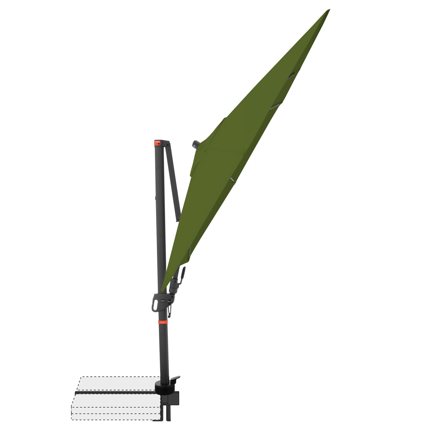 Doppler Ampelschirm MyZone, 210x210 cm, Kiwi. Quadratischer Sonnenschirm mit Kurbel und Neigungsfunktion.