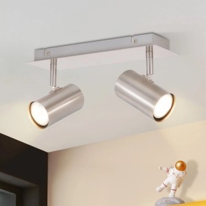 ZMH LED Deckenleuchte 2x GU10 Schwenkbar 330 Grad Nickel Ohne Leuchtmittel