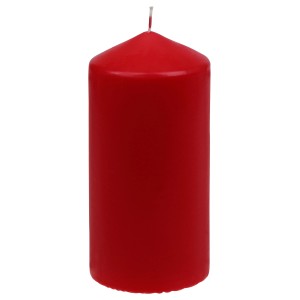 Rubinrote Steinhart Stumpenkerze, Ø 9,7 cm x 20 cm. Dekorative Kerze für stimmungsvolle Atmosphäre.