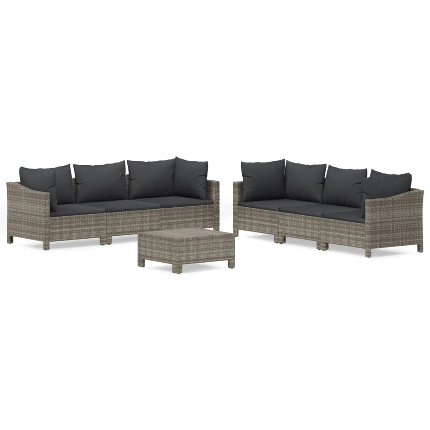vidaXL 7-Tlg Garten-Lounge-Set mit Kissen Grau Poly Rattan 3187266 günstig online kaufen