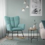 ML-Design Schaukelsessel in Salbei mit Frottee-Bezug und Holzfüßen.