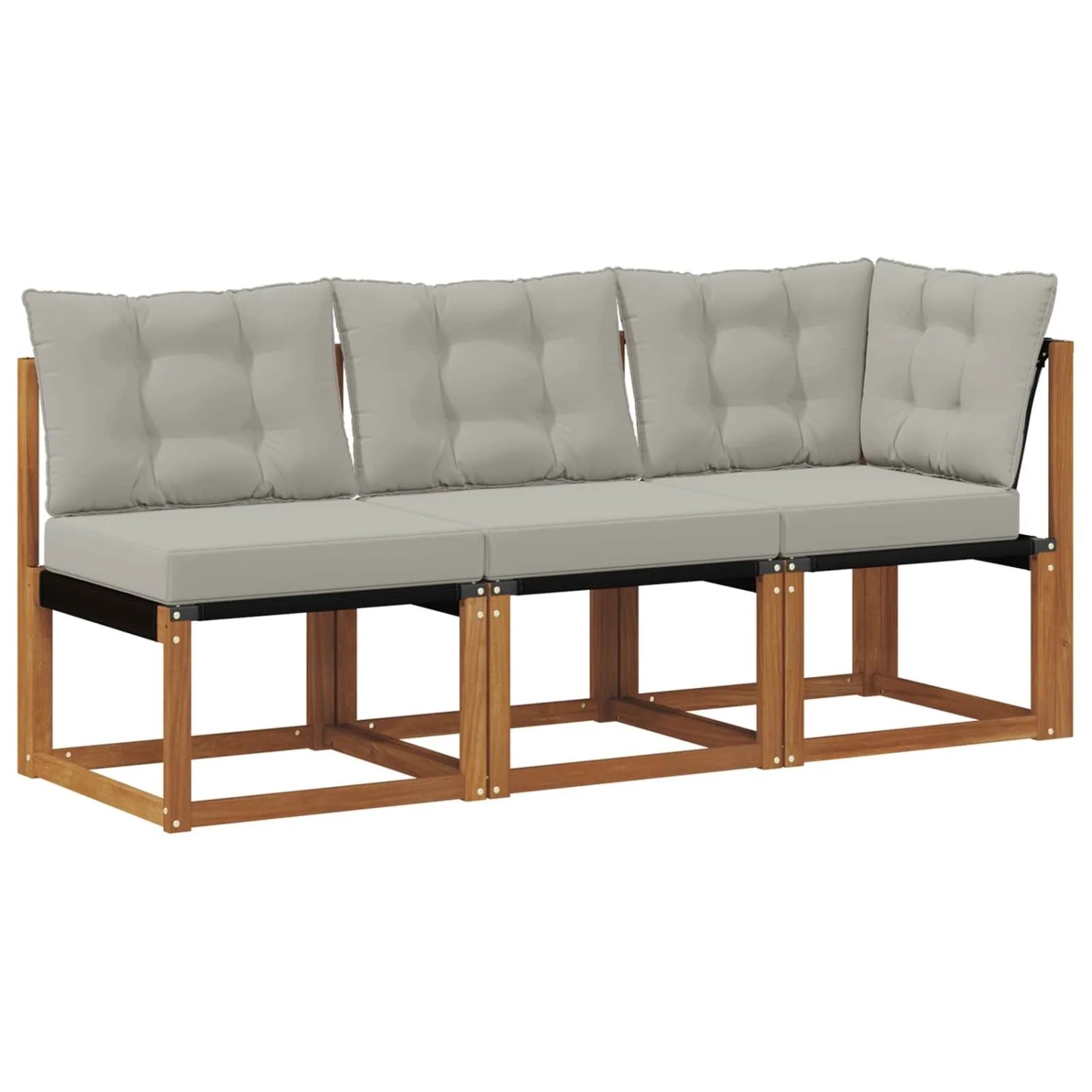 vidaXL Outdoor Mittel- und Ecksofa mit Kissen 3 Stück Natur 900618