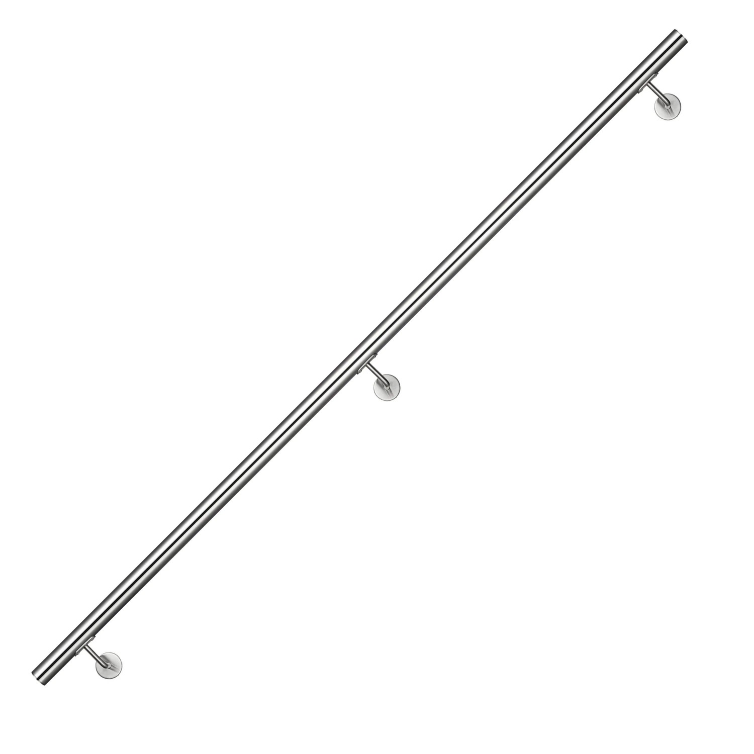 AICA Handlauf Komplettset Edelstahl 220 cm Silber inkl. Befestigungsmaterial