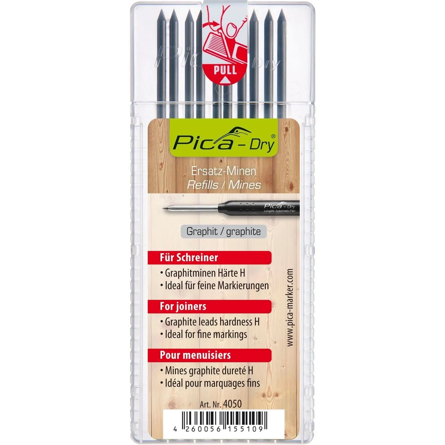 Pica-Dry Graphit Ersatzminen Härte H für präzise Markierungen. Teil des Pica Marker-Sets, Handwerkzeuge.