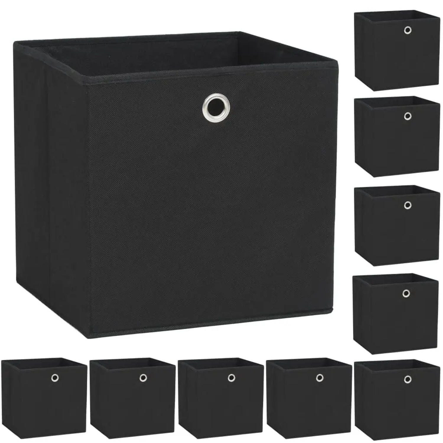 vidaXL Aufbewahrungsboxen 10 Stk Vliesstoff 32 x 32 x 32 cm Schwarz 245746