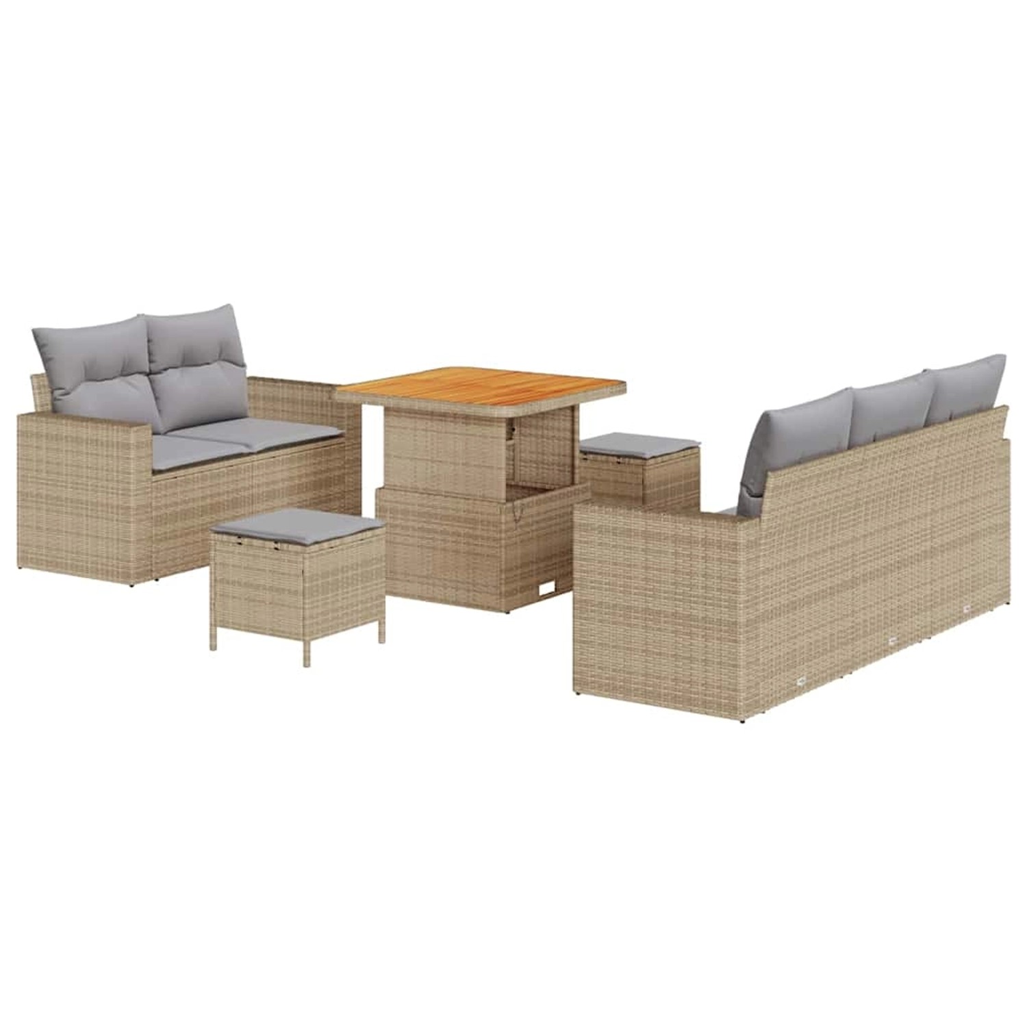 vidaXL Garten-Sofa-Set Höhenverstellbar 8-Tlg Beige Poly Rattan 3361557 günstig online kaufen