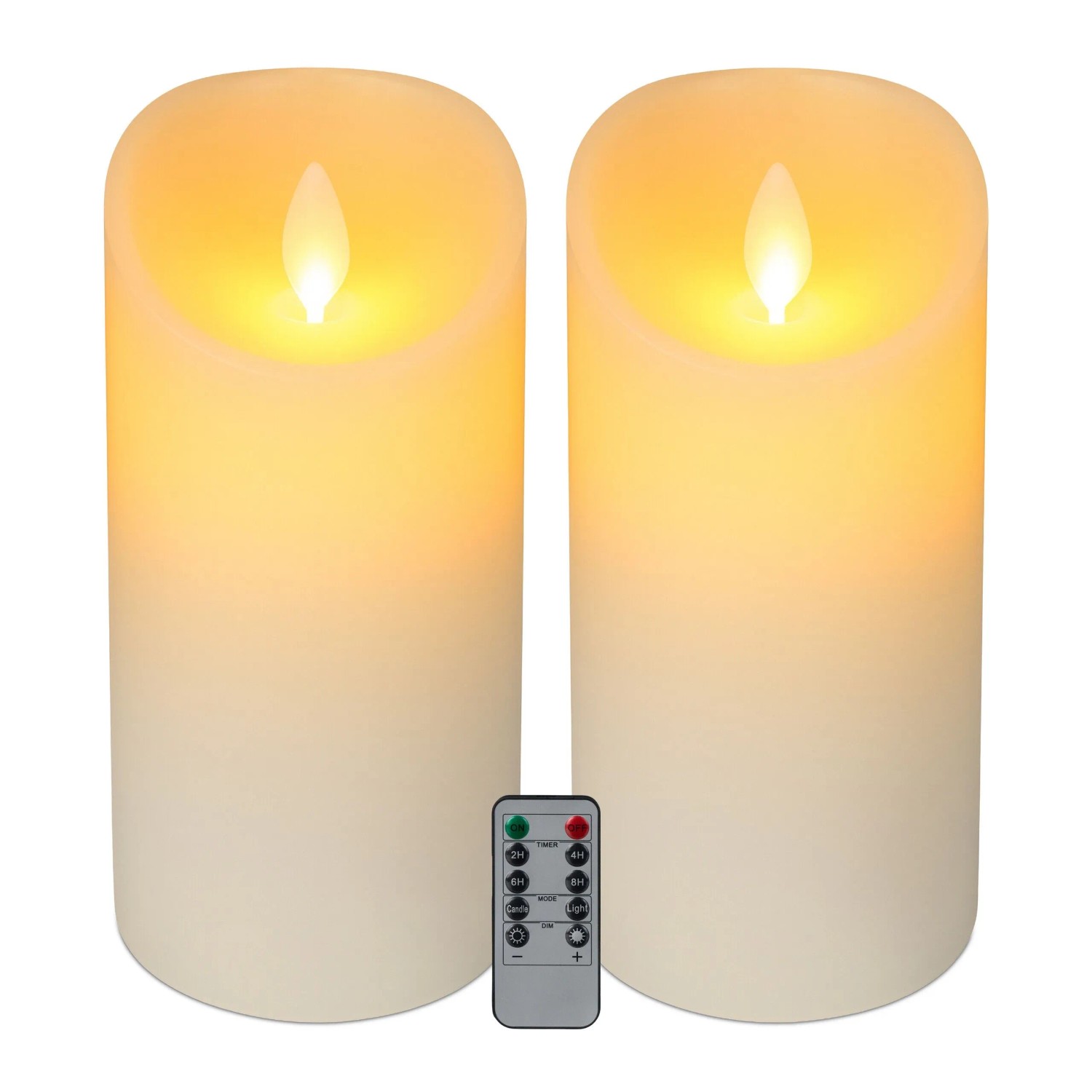 Relaxdays LED Kerzen 2er Set Echtwachs Weiß Mit Timer Fernbedienung 24,5 cm x 10 cm