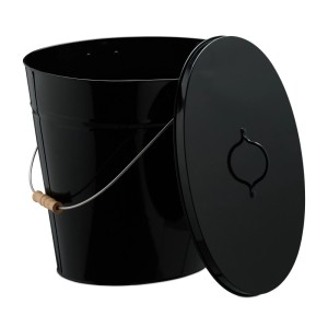 Relaxdays Ascheeimer Stahl Schwarz mit Deckel 18,5 Liter 39 cm x 40,5 cm x 29 cm 1,5 kg