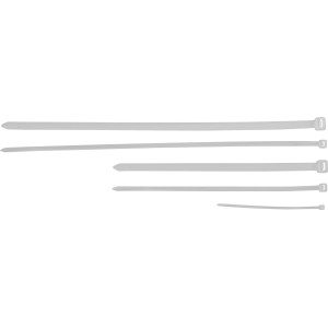 Weißes Kabelbinder Set, 250-teilig in verschiedenen Größen zur Kabelbündelung.