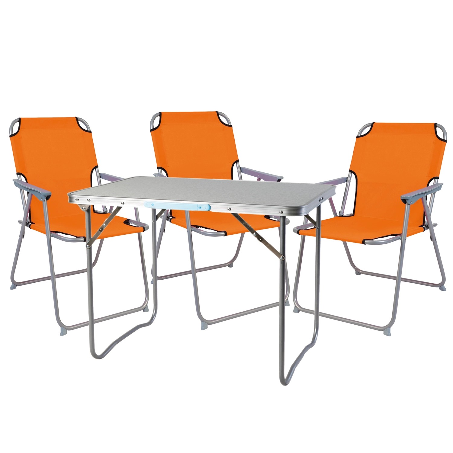Mojawo 4 Teilig Campingmöbel Set Alu mit Tragegriff Orange Camping L70xB50x günstig online kaufen