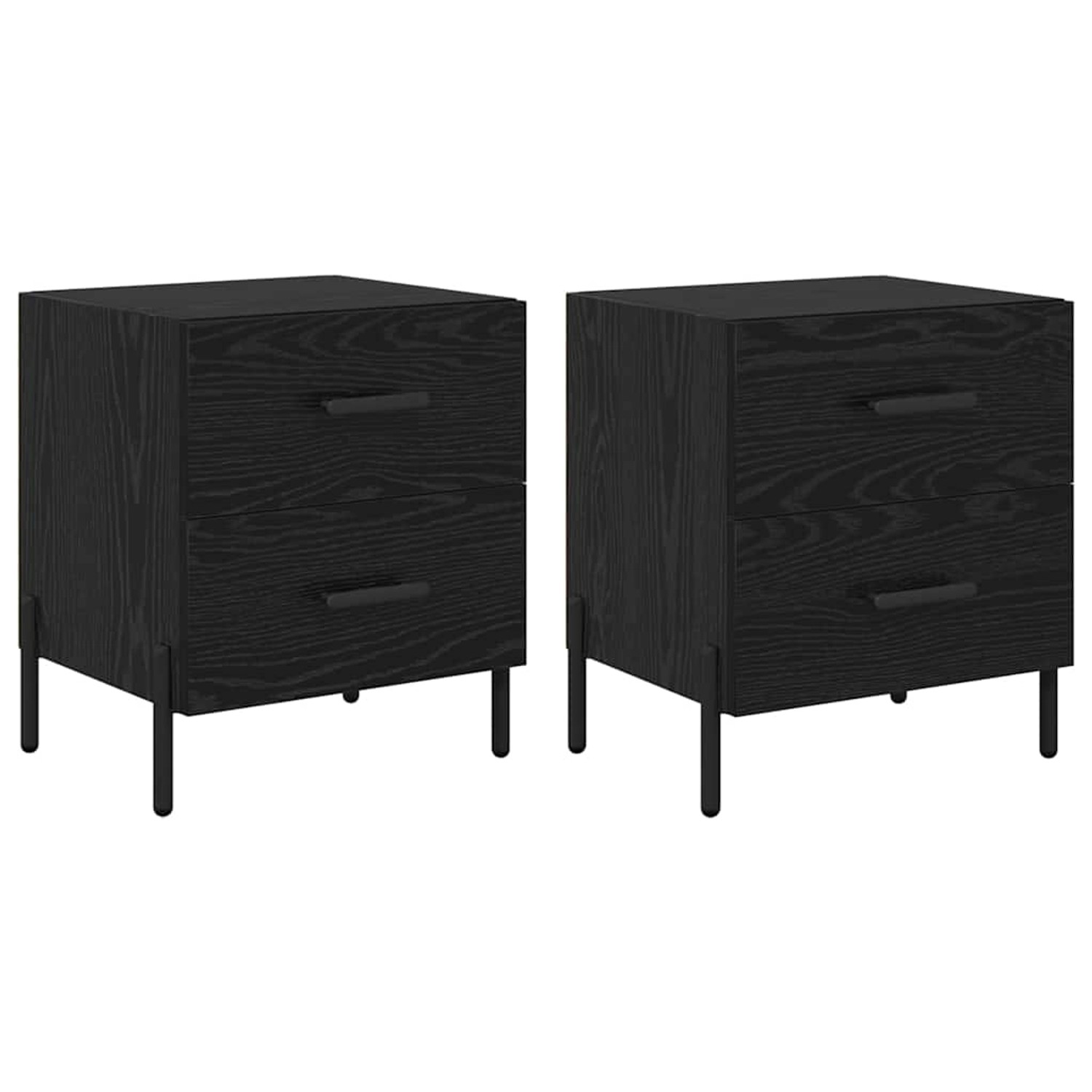 vidaXL Nachttisch 2 Stk Schwarz Eichen-Optik 40 x 35 x 47,5 cm 882029 günstig online kaufen