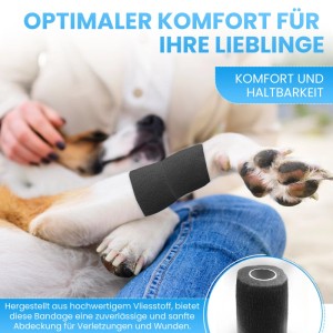Petsation Bandagen Selbstklebend Schwarz 10cm 6St