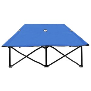 Blaue Furnicato Doppelliege, klappbares Campingbett mit Stahlrahmen, 193x125x40 cm, bis 240 kg belastbar.