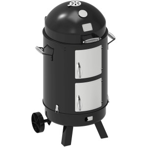 El Fuego Kombigrill Staunton, Vertikal Smoker in Schwarz mit zwei Türen und Thermometer.