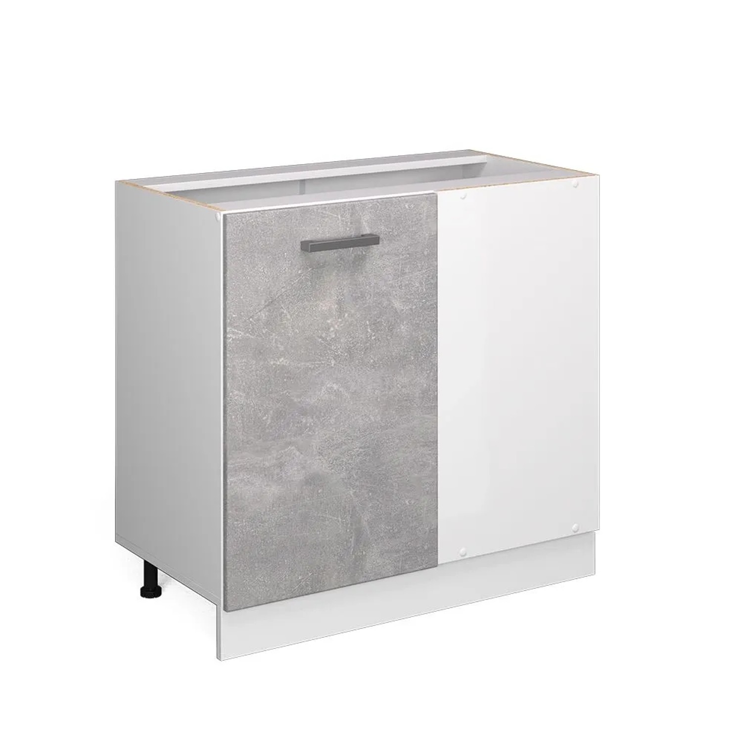 Vicco Eckunterschrank R-Line Küchen Eckschrank Beton Weiß 86 cm ohne Arbeitsplatte