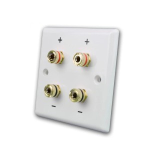 Dynavox LS Wand Anschlußblende Weiß 4x Bananenbuchse